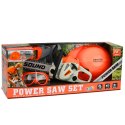 LEAN Toys Zestaw Majsterkowicza Piła Łańcuchowa Kask Okulary Narzędzia Dźwięki