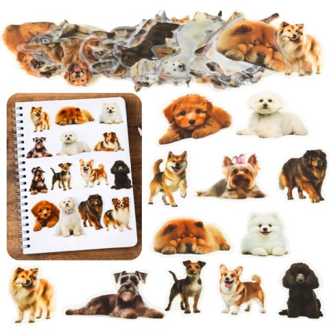 LEAN Toys Zestaw Naklejki Pieski Różne Gatunki Śliskie Przeźroczyste 50 szt.