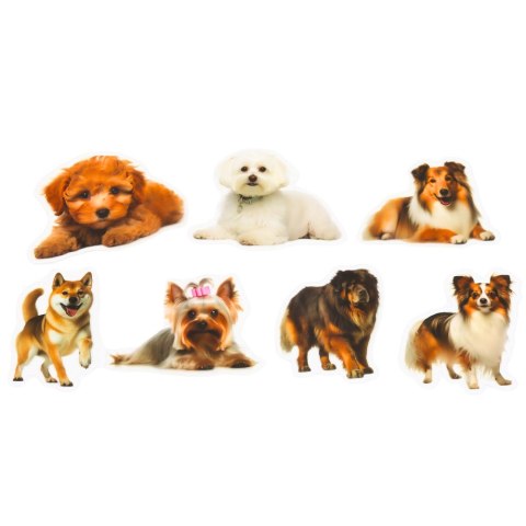 LEAN Toys Zestaw Naklejki Pieski Różne Gatunki Śliskie Przeźroczyste 50 szt.