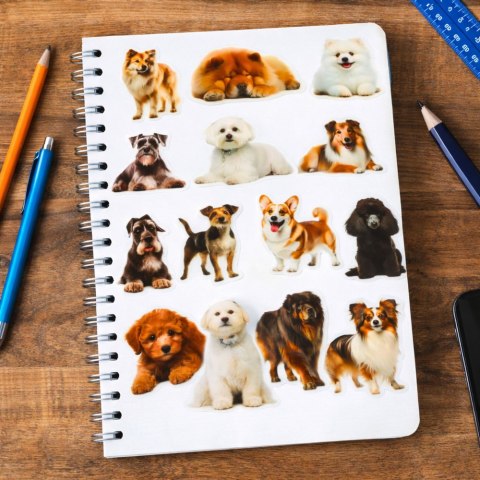 LEAN Toys Zestaw Naklejki Pieski Różne Gatunki Śliskie Przeźroczyste 50 szt.