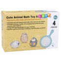 LEAN Toys Zestaw Zabawki Do Kąpieli Łowienia Gumowe Zwierzątka Sitko Pastelowe 4 el.