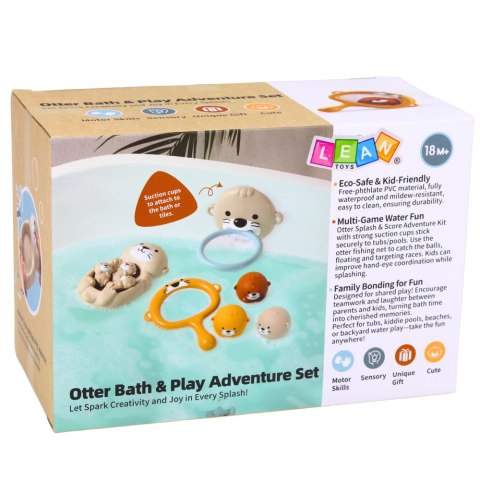 LEAN Toys Zestaw Zabawki Do Kąpieli Wydra Rodzinka Kosz Piłeczki 7 el.