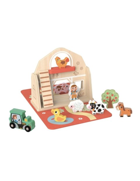 TOOKY TOY Drewniana Składana Farma w Walizce ze Zwierzątkami