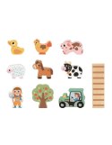 TOOKY TOY Drewniana Składana Farma w Walizce ze Zwierzątkami