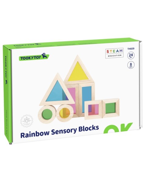 TOOKY TOY Drewniane Kolorowe Klocki Lustra Zestaw 8 el. FSC