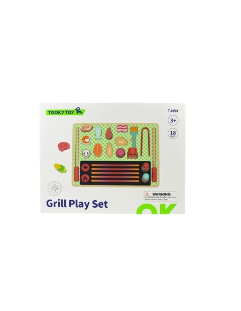 TOOKY TOY Drewniany Zestaw do Grillowania Tablica Edukacyjna