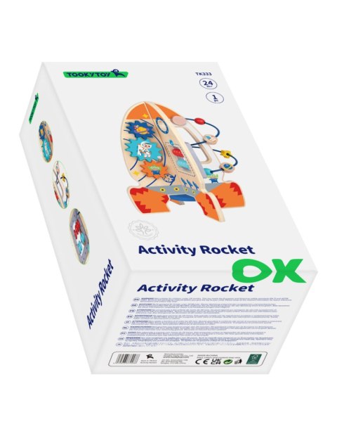 Tooky Toy Duża Drewniana Zabawka Edukacyjna Wielofunkcyjna Rakieta