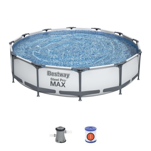 Basen Stelażowy Steel Pro MAX 366x76 Okrągły 12FT BESTWAY 3w1 + Pompa Filtr Basen Stelażowy Steel Pro MAX 366x76 Okrągły 12FT BESTWAY 3w1 + Pompa Filtr