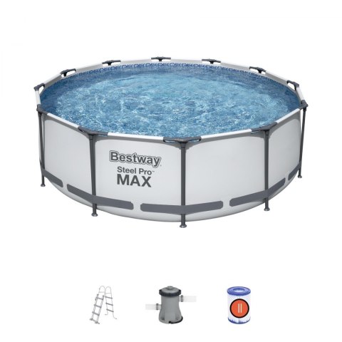 Basen stelażowy Steel Pro MAX 366x100 Szary 12FT BESTWAY 4w1 + Pompa Filtr + Drabinka Basen stelażowy Steel Pro MAX 366x100 Szary 12FT BESTWAY 4w1 + Pompa Filtr + Drabinka