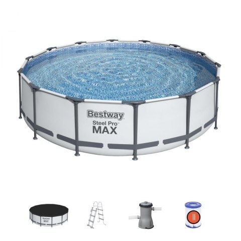 Basen stelażowy Steel Pro MAX 427x107 Szary 14FT BESTWAY 5w1 + Akcesoria Basen stelażowy Steel Pro MAX 427x107 Szary 14FT BESTWAY 5w1 + Akcesoria