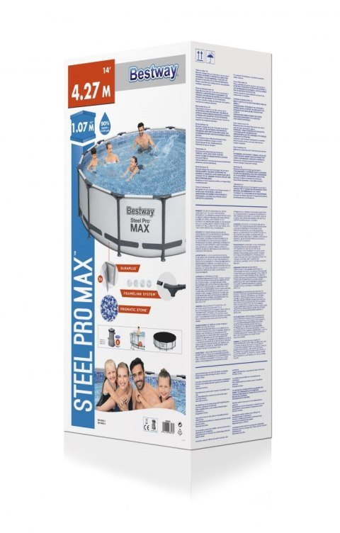 Basen stelażowy Steel Pro MAX 427x107 Szary 14FT BESTWAY 5w1 + Akcesoria Basen stelażowy Steel Pro MAX 427x107 Szary 14FT BESTWAY 5w1 + Akcesoria