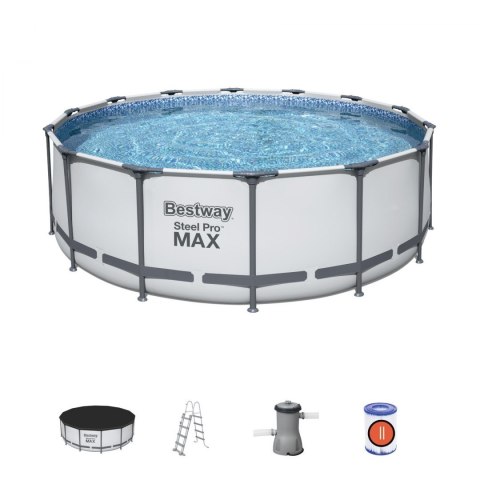 Basen stelażowy Steel Pro MAX 427x122 Szary 14FT BESTWAY 5w1 + Akcesoria Basen stelażowy Steel Pro MAX 427x122 Szary 14FT BESTWAY 5w1 + Akcesoria