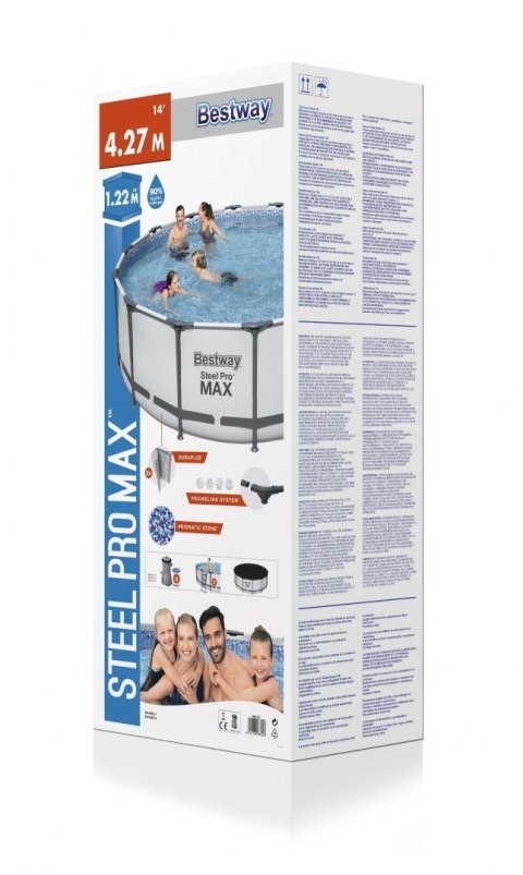 Basen stelażowy Steel Pro MAX 427x122 Szary 14FT BESTWAY 5w1 + Akcesoria Basen stelażowy Steel Pro MAX 427x122 Szary 14FT BESTWAY 5w1 + Akcesoria