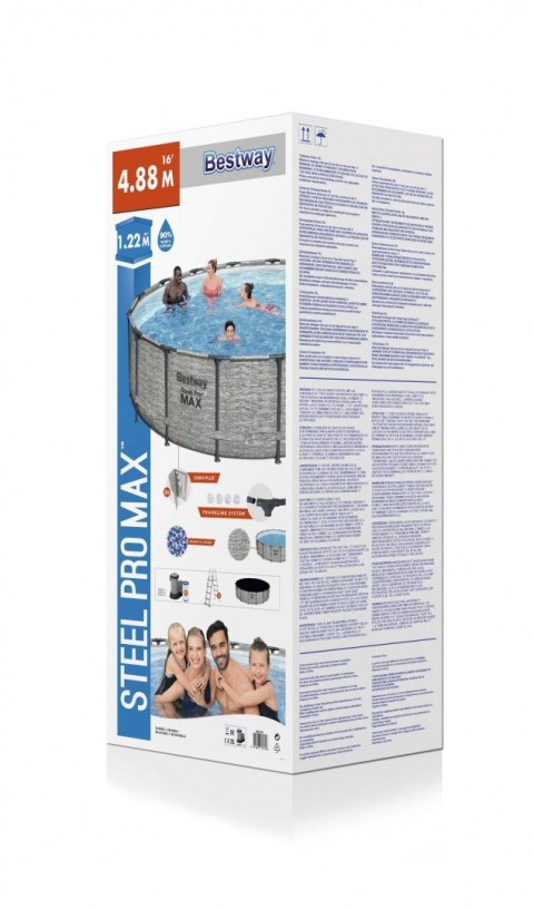 Basen stelażowy Steel Pro MAX 488x122 Imitacja Kamienia 16FT BESTWAY 5w1 + Akcesoria Basen stelażowy Steel Pro MAX 488x122 Imitacja Kamienia 16FT BESTWAY 5w1 + Akcesoria