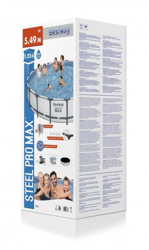 Basen stelażowy Steel Pro MAX 549x122 Szary 18FT BESTWAY 5w1 + Pompa + Pokrywa + Drabinka Basen stelażowy Steel Pro MAX 549x122 Szary 18FT BESTWAY 5w1 + Pompa + Pokrywa + Drabinka