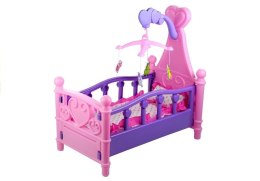 LEAN Toys Duże Łóżeczko Dla Lalki z Karuzelką i Pościelą