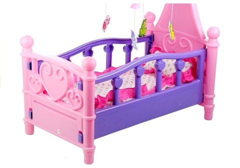 LEAN Toys Duże Łóżeczko Dla Lalki z Karuzelką i Pościelą LEAN Toys Duże Łóżeczko Dla Lalki z Karuzelką i Pościelą