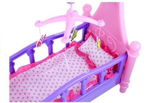 LEAN Toys Duże Łóżeczko Dla Lalki z Karuzelką i Pościelą LEAN Toys Duże Łóżeczko Dla Lalki z Karuzelką i Pościelą