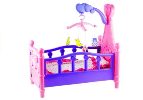LEAN Toys Duże Łóżeczko Dla Lalki z Karuzelką i Pościelą LEAN Toys Duże Łóżeczko Dla Lalki z Karuzelką i Pościelą