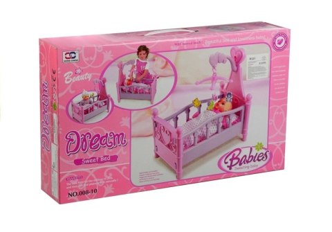 LEAN Toys Duże Łóżeczko Dla Lalki z Karuzelką i Pościelą LEAN Toys Duże Łóżeczko Dla Lalki z Karuzelką i Pościelą