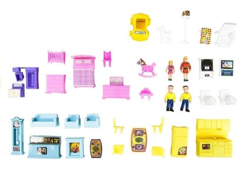 LEAN Toys Duży domek dla lalek z akcesoriami + Meble 69cm LEAN Toys Duży domek dla lalek z akcesoriami + Meble 69cm