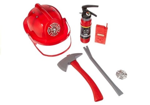 LEAN Toys Prawdziwy Strój Strażaka Dla Dziecka Kask Gaśnica Akcesoria Czerwony LEAN Toys Prawdziwy Strój Strażaka Dla Dziecka Kask Gaśnica Akcesoria Czerwony