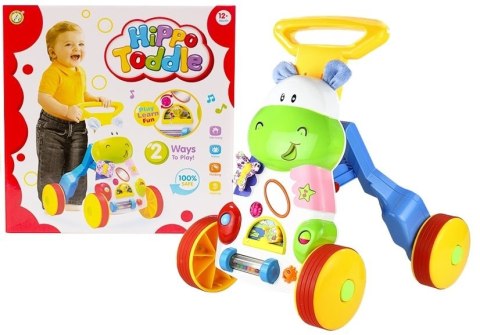 LEAN Toys Wesoły Pchacz Hipopotam z Lusterkiem Gumowe Koła LEAN Toys Wesoły Pchacz Hipopotam z Lusterkiem Gumowe Koła