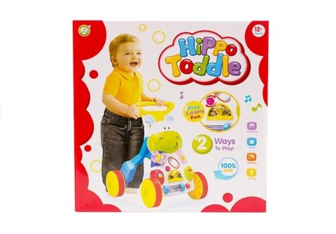 LEAN Toys Wesoły Pchacz Hipopotam z Lusterkiem Gumowe Koła LEAN Toys Wesoły Pchacz Hipopotam z Lusterkiem Gumowe Koła