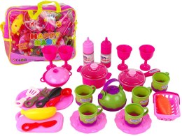 LEAN Toys Zestaw Naczyń w Torbie 31 Elementów Różowe