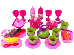 LEAN Toys Zestaw Naczyń w Torbie 31 Elementów Różowe