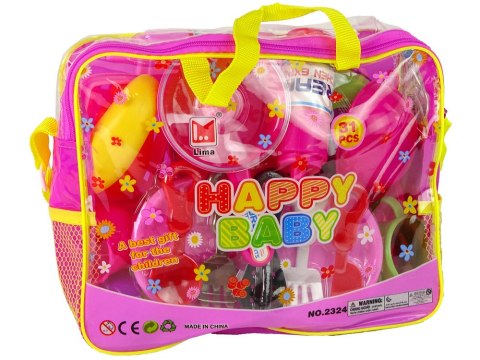 LEAN Toys Zestaw Naczyń w Torbie 31 Elementów Różowe LEAN Toys Zestaw Naczyń w Torbie 31 Elementów Różowe
