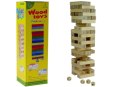 LEAN Toys Gra Zręcznościowa Wieża Drewniana 48 Klocków