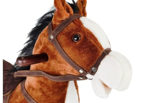 LEAN Toys Koń Na Biegunach Ciemny Brąz Dźwięki Rusza Pyskiem Ogonem 74 cm LEAN Toys Koń Na Biegunach Ciemny Brąz Dźwięki Rusza Pyskiem Ogonem 74 cm