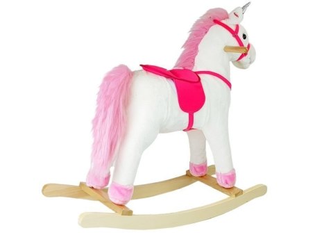 LEAN Toys Koń Na Biegunach Jednorożec Biały Dźwięki Rusza Pyskiem Ogonem 74 cm LEAN Toys Koń Na Biegunach Jednorożec Biały Dźwięki Rusza Pyskiem Ogonem 74 cm