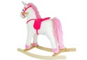 LEAN Toys Koń Na Biegunach Jednorożec Biały Dźwięki Rusza Pyskiem Ogonem 74 cm