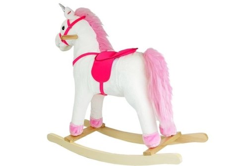 LEAN Toys Koń Na Biegunach Jednorożec Biały Dźwięki Rusza Pyskiem Ogonem 74 cm LEAN Toys Koń Na Biegunach Jednorożec Biały Dźwięki Rusza Pyskiem Ogonem 74 cm