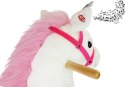 LEAN Toys Koń Na Biegunach Jednorożec Biały Dźwięki Rusza Pyskiem Ogonem 74 cm