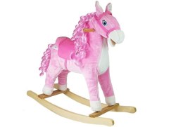 LEAN Toys Koń Na Biegunach Różowy z Lokami Dźwięki Rusza Pyskiem Ogonem 74 cm