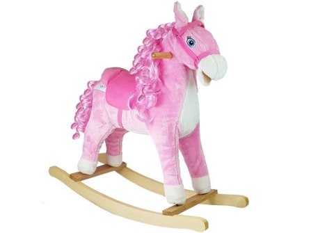 LEAN Toys Koń Na Biegunach Różowy z Lokami Dźwięki Rusza Pyskiem Ogonem 74 cm LEAN Toys Koń Na Biegunach Różowy z Lokami Dźwięki Rusza Pyskiem Ogonem 74 cm