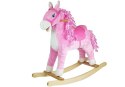 LEAN Toys Koń Na Biegunach Różowy z Lokami Dźwięki Rusza Pyskiem Ogonem 74 cm