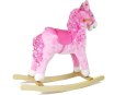 LEAN Toys Koń Na Biegunach Różowy z Lokami Dźwięki Rusza Pyskiem Ogonem 74 cm