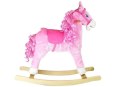LEAN Toys Koń Na Biegunach Różowy z Lokami Dźwięki Rusza Pyskiem Ogonem 74 cm
