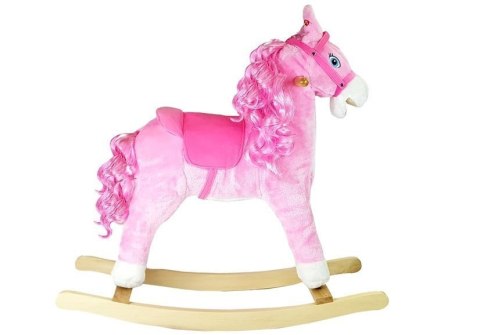 LEAN Toys Koń Na Biegunach Różowy z Lokami Dźwięki Rusza Pyskiem Ogonem 74 cm LEAN Toys Koń Na Biegunach Różowy z Lokami Dźwięki Rusza Pyskiem Ogonem 74 cm