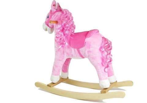 LEAN Toys Koń Na Biegunach Różowy z Lokami Dźwięki Rusza Pyskiem Ogonem 74 cm LEAN Toys Koń Na Biegunach Różowy z Lokami Dźwięki Rusza Pyskiem Ogonem 74 cm