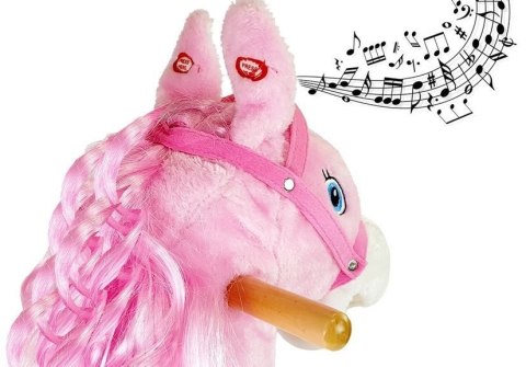 LEAN Toys Koń Na Biegunach Różowy z Lokami Dźwięki Rusza Pyskiem Ogonem 74 cm LEAN Toys Koń Na Biegunach Różowy z Lokami Dźwięki Rusza Pyskiem Ogonem 74 cm