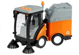 LEAN Toys Zamiatarka Uliczna Kosz Światła Dźwięki Pomarańczowa 1:16