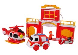 LEAN Toys Zestaw Straż Remiza Strażacka z Dźwiękiem