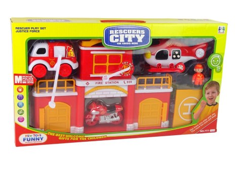 LEAN Toys Zestaw Straż Remiza Strażacka z Dźwiękiem LEAN Toys Zestaw Straż Remiza Strażacka z Dźwiękiem