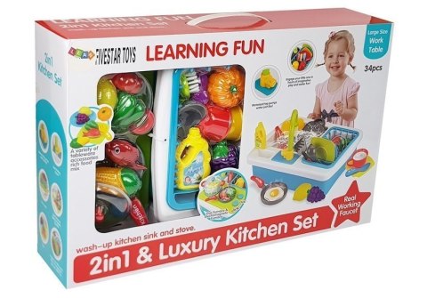 LEAN Toys Zlewozmywak z kuchenką do Zabawy w Kuchnię z Wodą LEAN Toys Zlewozmywak z kuchenką do Zabawy w Kuchnię z Wodą