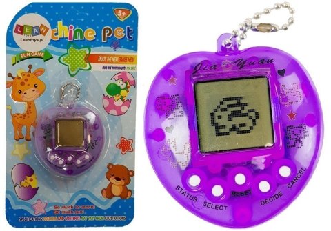 LEAN TOYS Gra Elektroniczna Tamagotchi Fioletowa z krótkim łańcuszkiem LEAN TOYS Gra Elektroniczna Tamagotchi Fioletowa z krótkim łańcuszkiem